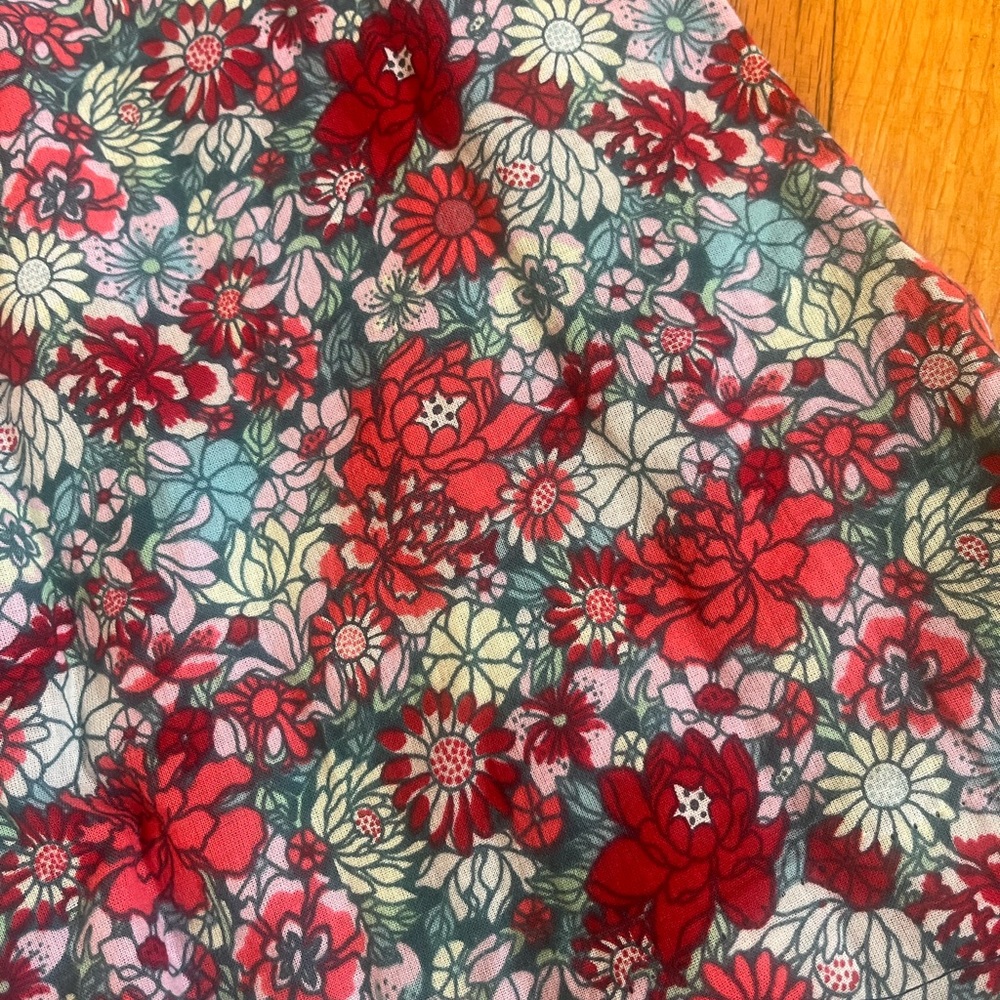 Tea Collection size 7 Years Blue Pink Floral Short Sleeve Lined Cotton Dress - Picture 2 of 6